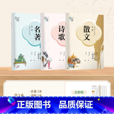 [练习]名家散文+优美诗歌+名著名言 [正版]字帖成人练字行楷字帖行书字帖唐诗宋词三百首男学生硬笔书法卢中南描红钢笔字帖