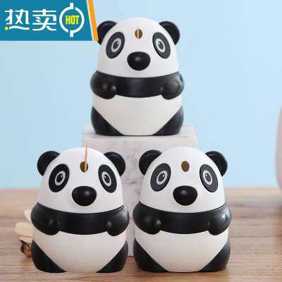 敬平可爱个性创意卡通熊猫牙签筒自动按压式牙签盒子家用客厅餐厅便携 [3个装熊猫很实惠]