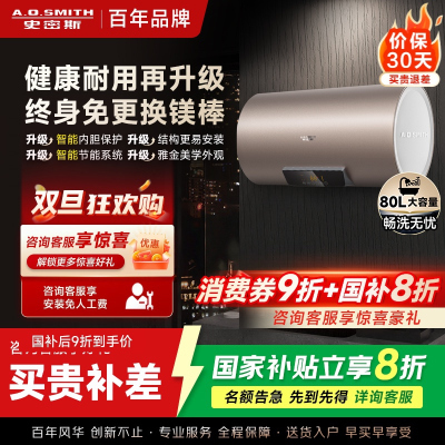 史密斯80升电热水器 国家补贴 专利免更换镁棒 金圭内胆 速热节能 CEWH-80ED3 一级能效