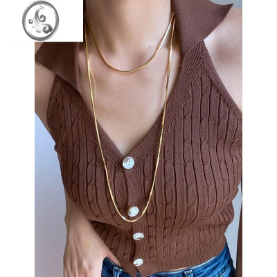 JiMiGWE超长蛇骨链钛钢立体小众极简轻奢长款毛衣链双层项链锁骨链女