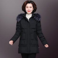 迪鲁奥(DILUAO)中老年棉衣女中长款连帽外套服冬季妈妈装宽松大码加厚棉袄品牌女装