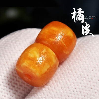 橘皮老花蜡古董蜜蜡直切桶珠散珠隔珠金刚星月菩提手串链DIY配饰送女朋友老婆情人节七夕生日礼物