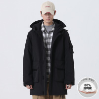 潮流连帽工装白鸭绒羽绒服男宽松短款休闲情侣潮外套冬季轻薄加厚