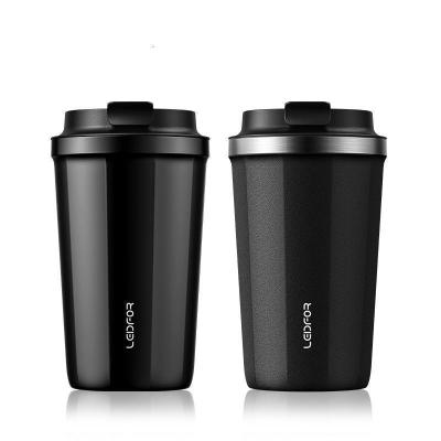 保温咖啡杯 马克杯茶杯带盖旅行便携式随手杯子外出保温杯500ml 雅黑色500ml+磨砂黑色500ml