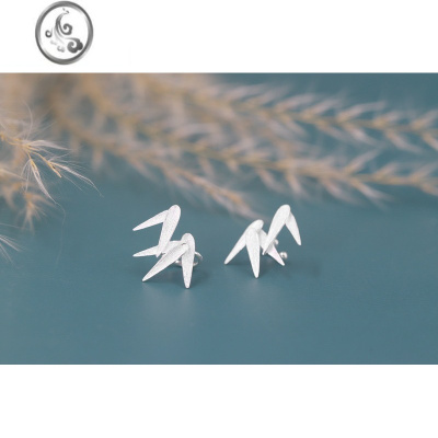 JiMi山霖《有竹》耳夹S925银银 竹叶国风气质无耳洞耳骨夹 设计师原创