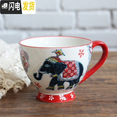 三维工匠美式手绘早餐杯燕麦杯大容量加厚防烫陶瓷咖啡杯釉下彩马克杯水杯 10早餐杯(11*9.5cm约450)咖啡器具