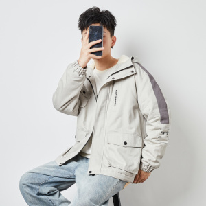 唐狮冬装新款工装男连帽外套防风休闲百搭简约学生潮酷上衣