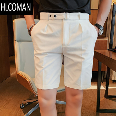 HLCOMAN西装短裤男夏季薄款修身五分西裤高级感商务冰丝直筒百搭休闲中裤