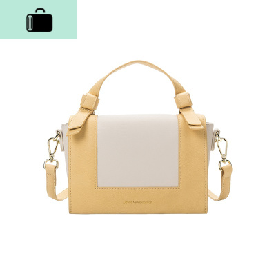 春款流行包包女2020新款潮时尚单肩包百搭斜挎包手提小包NEW LAKE 黄色配米白棕女斜挎包