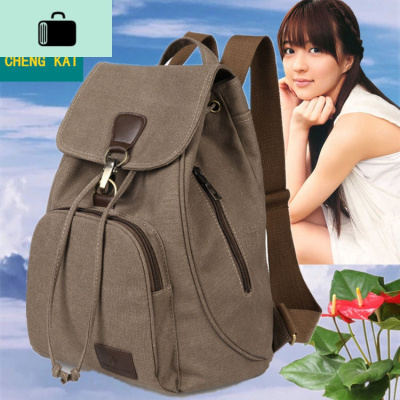 帆布双肩包韩版休闲简约男女中大学生书包休闲旅行男士背包水桶包NEW LAKE