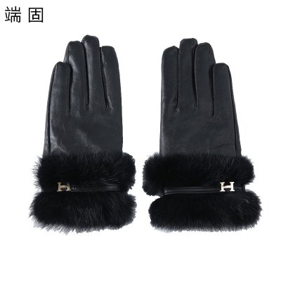 端固女士兔毛绵羊皮手套D25T/副