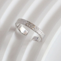 S925纯银拉丝蝴蝶印记星星戒指女小众设计感高级食指戒开口指环潮送女朋友老婆情人节七夕生日礼物