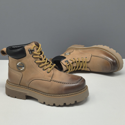 男士秋冬真皮马丁靴复古擦色英伦风厚底百搭短靴头层牛皮休闲鞋男