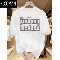 HLCOMANMO美式痞帅短袖T恤男士夏季ins潮牌字母印花圆领上衣