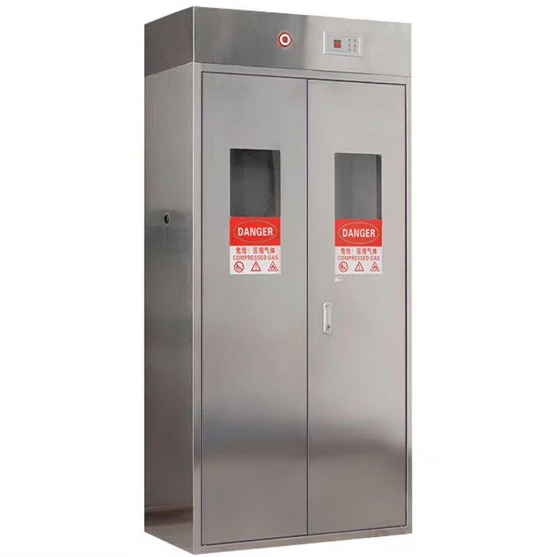 易企采 双瓶二代报警气瓶柜 304不锈钢气瓶柜 全钢防爆气瓶柜双瓶煤气罐氧气乙炔钢瓶储存柜