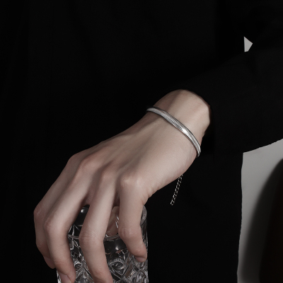 蛇骨钛钢手链男潮高级感小众简约女款冷淡风男士百搭男生情侣手饰送女朋友老婆情人节七夕生日礼物