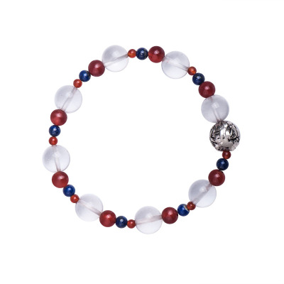 梦克拉 S925银玛瑙青金石水晶貔貅手链 絮尘倾恬 玉髓芙蓉石银貔貅手串