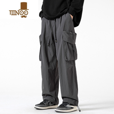 YANXU美式冲锋裤男生潮牌高街工装长裤子男款直筒阔腿运动休闲裤
