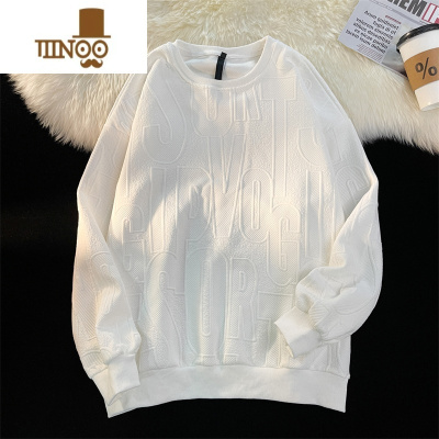 YANXU简约纯色圆领卫衣男潮牌复古宽松百搭长袖上衣韩版潮流打底衫