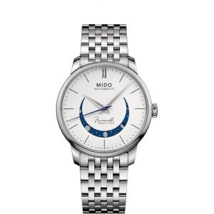 Mido美度 男式腕表手表银色不锈钢自动机械手表三针圆形商务手表 initial