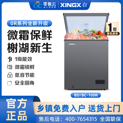 星星(XINGX) 100L 家用冷柜 卧式冷柜 冷藏冷冻转换柜 安全圆角 微霜系统 节能省电 BD/BC-100R