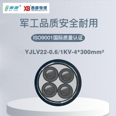 秦源牌 YJLV22-0.6/1KV-4*300mm² 铝芯低压钢带铠装绝缘电力电缆 元/米 定制商品 联系客服