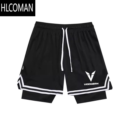 HLCOMAN运动美式篮球短裤大码男速干球裤弹力假运动裤跑步训练五分裤