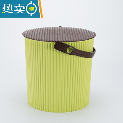 敬平塑料加厚可坐家用钓鱼桶手提洗澡篮洗车桶幼儿园收纳桶带盖水桶凳 果绿配咖啡 常规号
