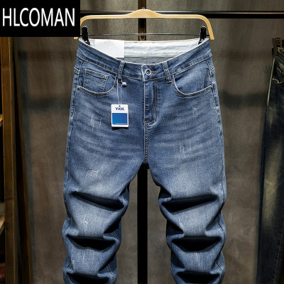 HLCOMAN高端牛仔裤男士宽松小脚加肥加大码高弹力潮胖子男裤子显瘦