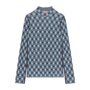 高田贤三(Kenzo)女士运动套头衫长袖合身提花针织衫时尚休闲扇形