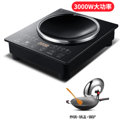 新款商用节能电磁灶家用大功率爆炒电磁炉3500W炒菜火锅电池炉凹面电炒灶[3000W单机+普通炒锅]