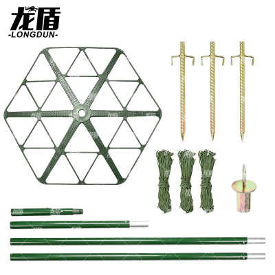 龙盾铝合金伪装网支撑杆伪装遮障帐篷地钉地桩尼龙张网器1组 军绿/荒漠土黄