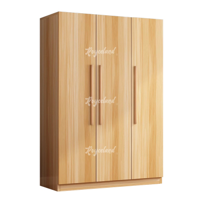 洛诗莲 (RoyceLand) 简约木质衣柜衣服收纳柜 浅胡桃色三门 1200*500*1800