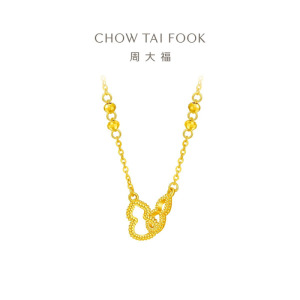 周大福爆闪碎碎冰福禄葫芦足金项链女黄金套链(工费:380计价)EOF1528