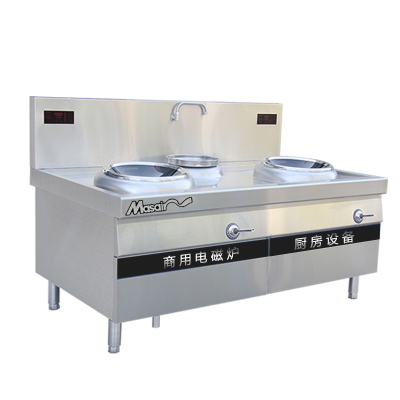 满森Masain商用电磁双头单尾小炒炉抛锅炉 商用定制大型电磁炉15kw大功率 中厨食堂节能大锅炉