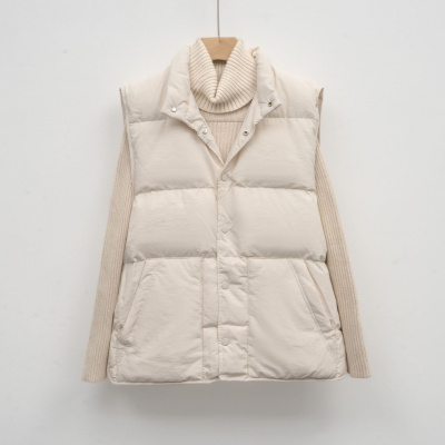 寒冬思羽宽松白鸭绒简约韩版无袖立领马甲女装新款羽绒背心