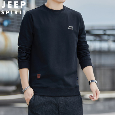 JEEP SPIRIT吉普新款春秋圆领长袖T恤男运动宽松卫衣男潮牌上衣
