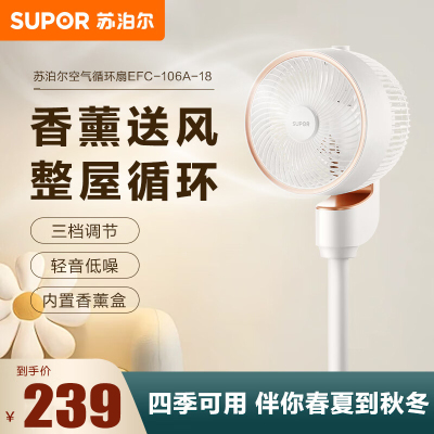 苏泊尔(SUPOR)空气循环扇家用电风扇通风落地扇摇头涡轮换气扇循环对流台立式安静轻音 EFC-106A-18 机械款