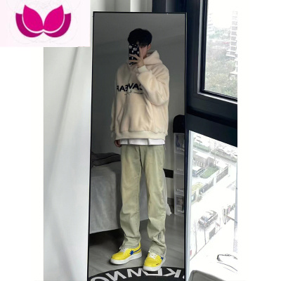 七斓黄泥牛仔裤男美式复古潮牌vibe裤脚拉链裤子设计感小众休闲裤