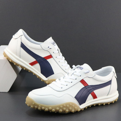 小白鞋男真皮透气运动鞋新款春季软底防滑德训鞋潮流休闲男鞋