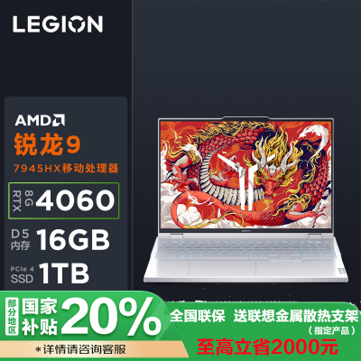 联想(Lenovo)拯救者R9000P 2024 16英寸 畅玩黑神话悟空官方合作电竞游戏笔记本R9-7945HX 16G 1T RTX4060 冰魄白