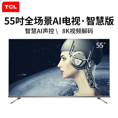 TCL 官方旗舰 55T6(55英寸) 4k超高清 金属超薄全面屏 人工智能 智慧屏 12米免遥控 液晶平板电视