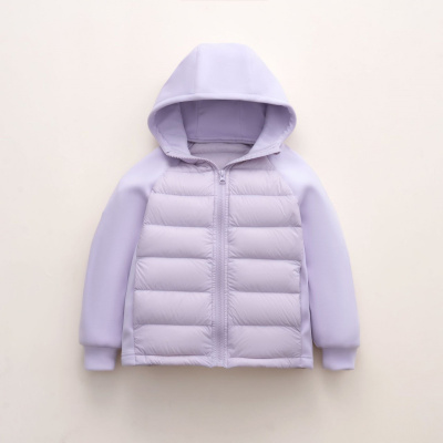 90白鸭绒新国标中小童拼接戴帽加厚保暖男女童儿童羽绒服