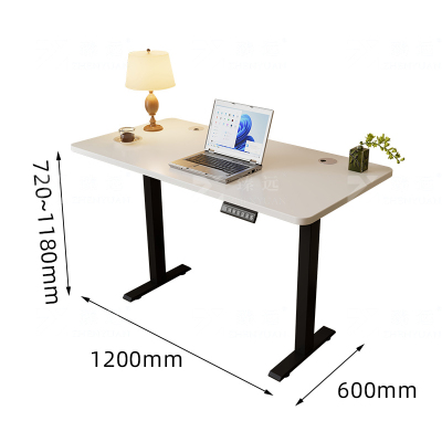 臻远 ZY4072518 电动升降电脑桌电竞升降书桌办公学习桌子站立办公升降书桌 白色1.2*0.6米