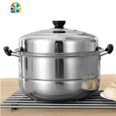 不锈钢蒸锅一层四层加厚蒸笼蒸格汤锅双层煤气电磁炉蒸锅具 FENGHOU 30cm复底 其他直径