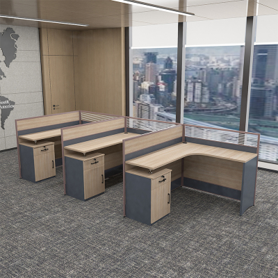 臻远GWD-003职员办公桌屏风办公桌椅组合电脑桌隔断卡座 F型三人位