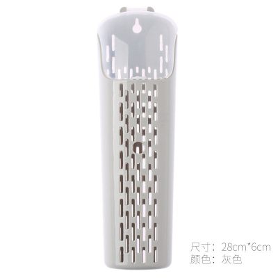 筷子篓筷子置物架带盖壁挂式免打孔家用收纳盒筷子笼厨房装筷子筒 敬平 [灰色]沥水带盖-可壁挂筷笼