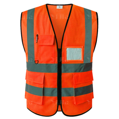 翌嘉YJ4112139 反光背心环卫园林反光马甲施工交通反光衣 桃心网口袋款橙色