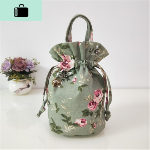 春夏精品休闲女包手提包帆布包抽绳布艺小拎包百搭零钱袋化妆袋NEW LAKE女士钱包/卡包