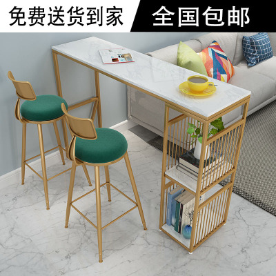 北欧轻奢大理石吧台桌家用客厅隔断柜简约现代小户型高脚桌椅组合